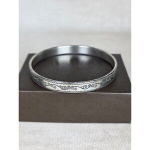 Brighton CANAL Scroll Etched Silver Tone Bangle Bracelet